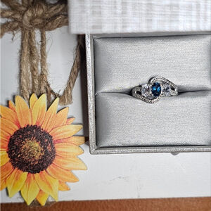 Elegant London Blue Topaz & White Sapphire And Diamond Ring